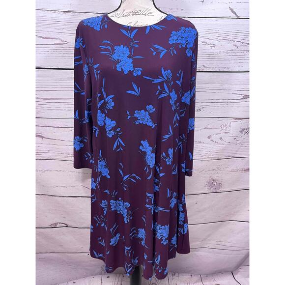 Lauren Ralph Lauren Dresses & Skirts - Lauren Ralph Lauren NWT Maroon Blue Floral A-line Dress Size 16